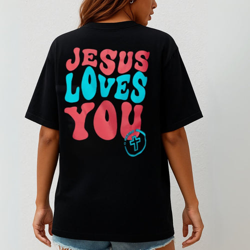T-shirt Jesus Loves You - Black Christian T-shirt