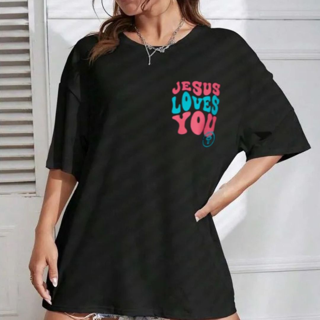 T-shirt Jesus Loves You - Black Christian T-shirt