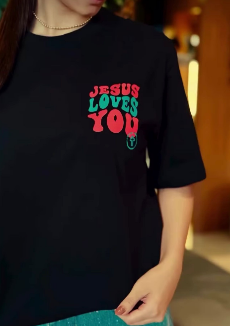 T-shirt Jesus Loves You - Camiseta Evangélica Negra
