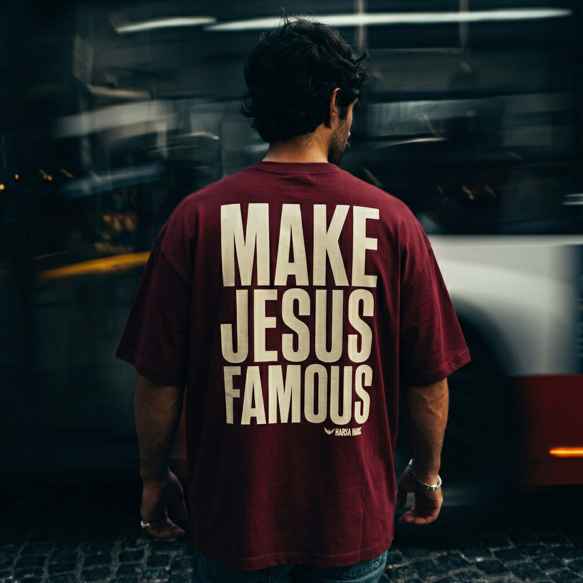 T-Shirt Make Jesus Famous (wine red)