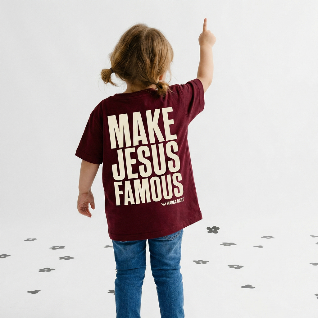 Kids T-shirt Make Jesus Famous (wine red)