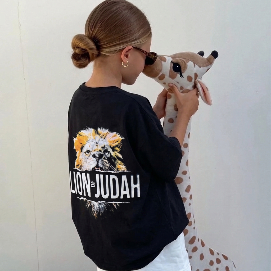Kids T-Shirt Lion of Judah Black