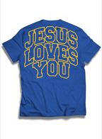 Kids T-shirt Jesus Loves You (blue)