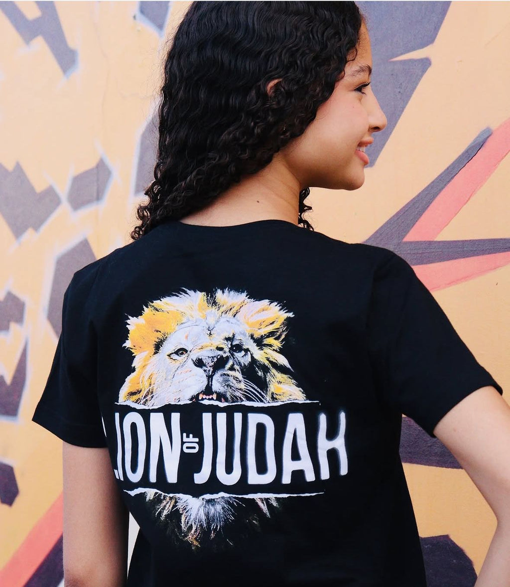 Kids T-Shirt Lion of Judah Black