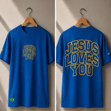 Kids T-shirt Jesus Loves You (blue)